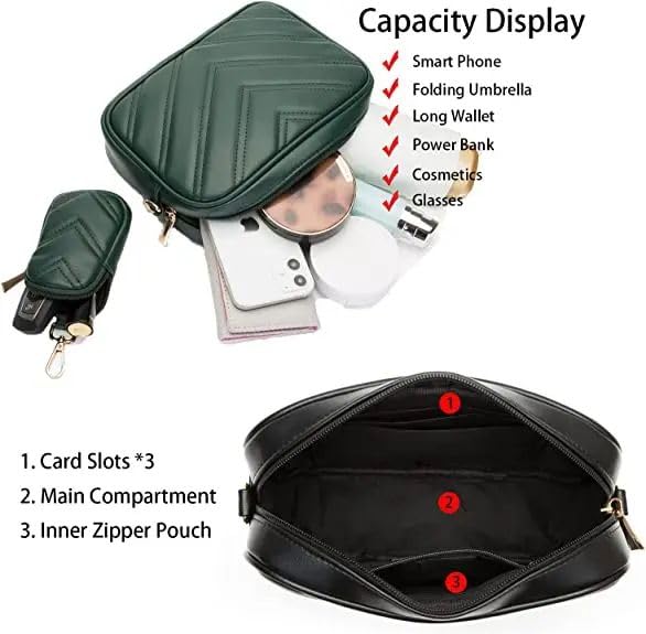 ADISA Women's Girls Cross Body Sling Bag with Pouch (Dark Green) - SaumyasStore