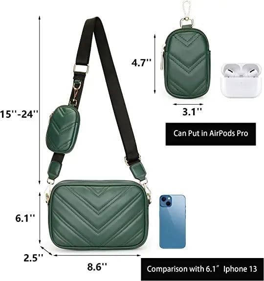 ADISA Women's Girls Cross Body Sling Bag with Pouch (Dark Green) - SaumyasStore