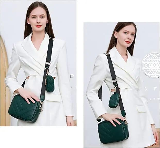 ADISA Women's Girls Cross Body Sling Bag with Pouch (Dark Green) - SaumyasStore