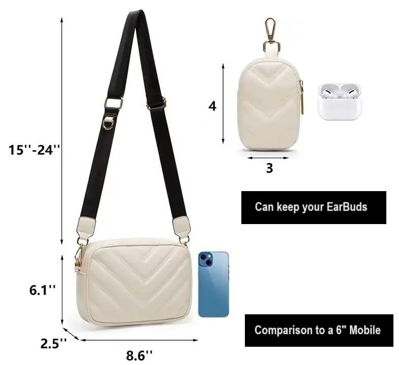 ADISA Women's Girls Cross Body Sling Bag with Pouch (SL5127_Off White) - SaumyasStore