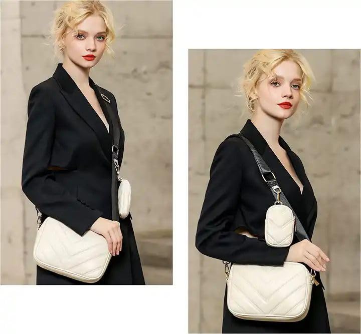 ADISA Women's Girls Cross Body Sling Bag with Pouch (SL5127_Off White) - SaumyasStore