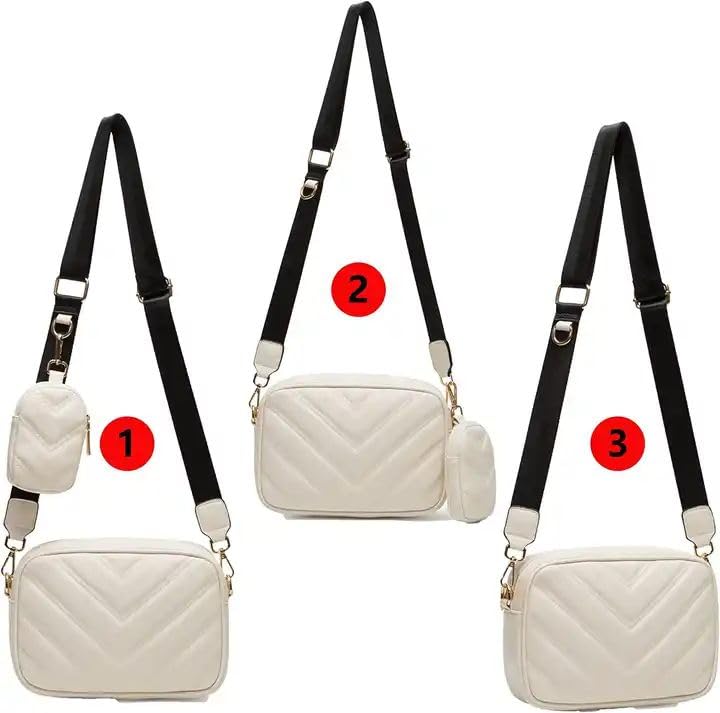 ADISA Women's Girls Cross Body Sling Bag with Pouch (SL5127_Off White) - SaumyasStore