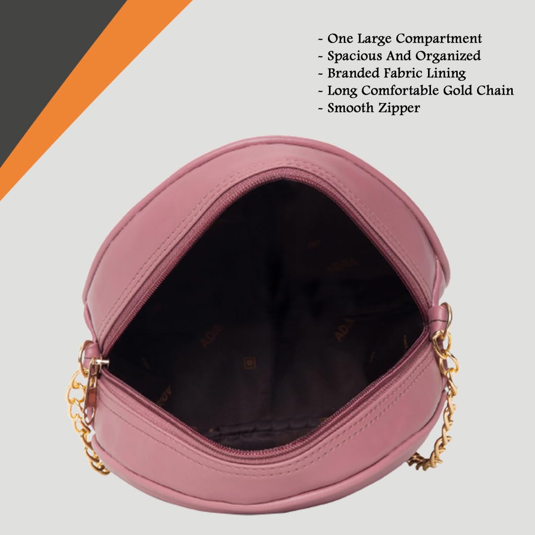 ADISA women girls round embroided sling bag (D. Pink) - SaumyasStore