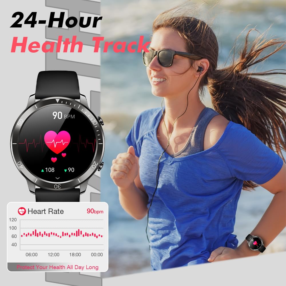 AOLON GTR Ultra Smart Watch (Answer/Make Calls), 1.46’’ IPS Smart Watches for Men Women 100+ Sport Modes Fitness Watch with Blood Oxygen/Sleep/Heart Rate Monitor, IP67 Waterproof Smartwatch SaumyasStore