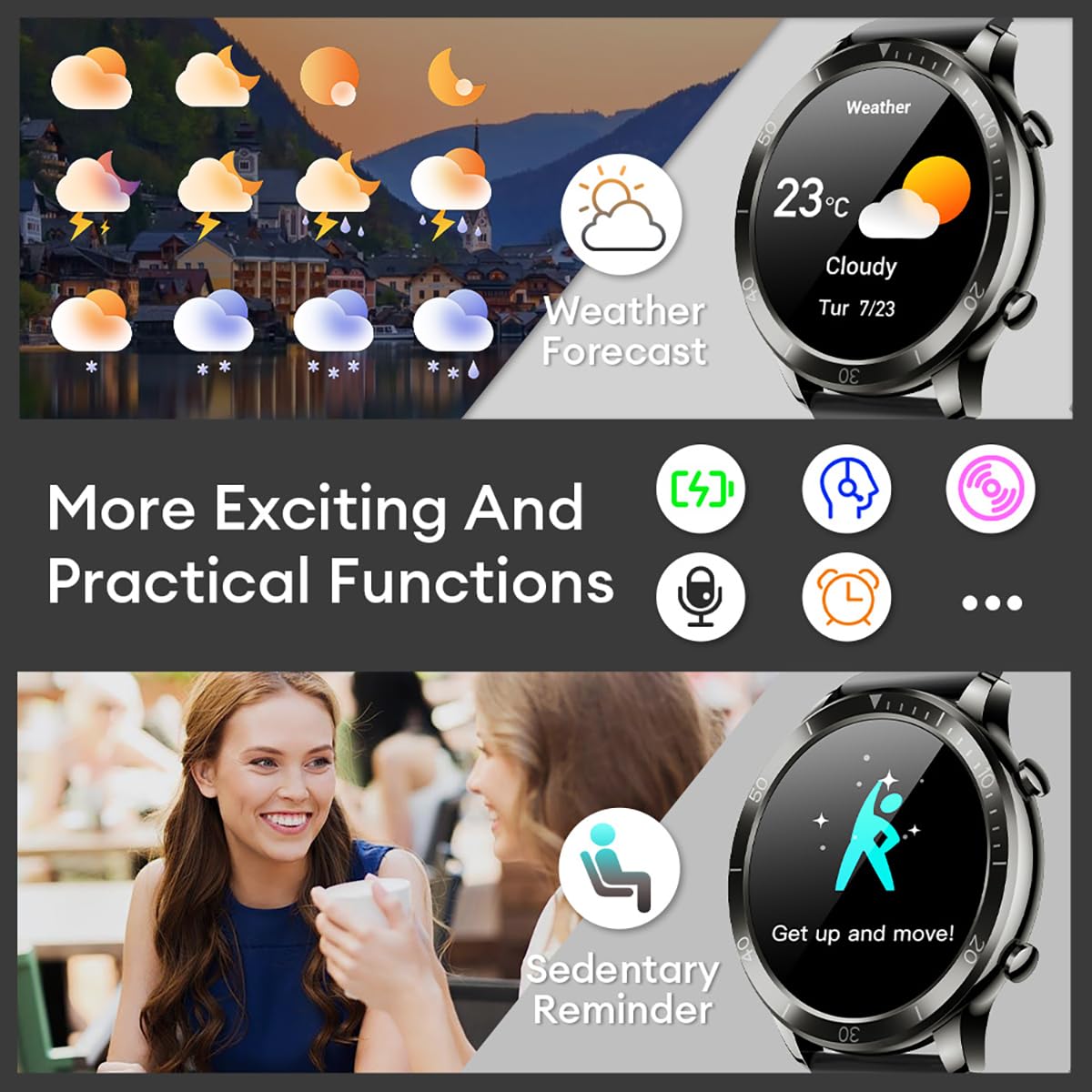 AOLON GTR Ultra Smart Watch (Answer/Make Calls), 1.46’’ IPS Smart Watches for Men Women 100+ Sport Modes Fitness Watch with Blood Oxygen/Sleep/Heart Rate Monitor, IP67 Waterproof Smartwatch SaumyasStore