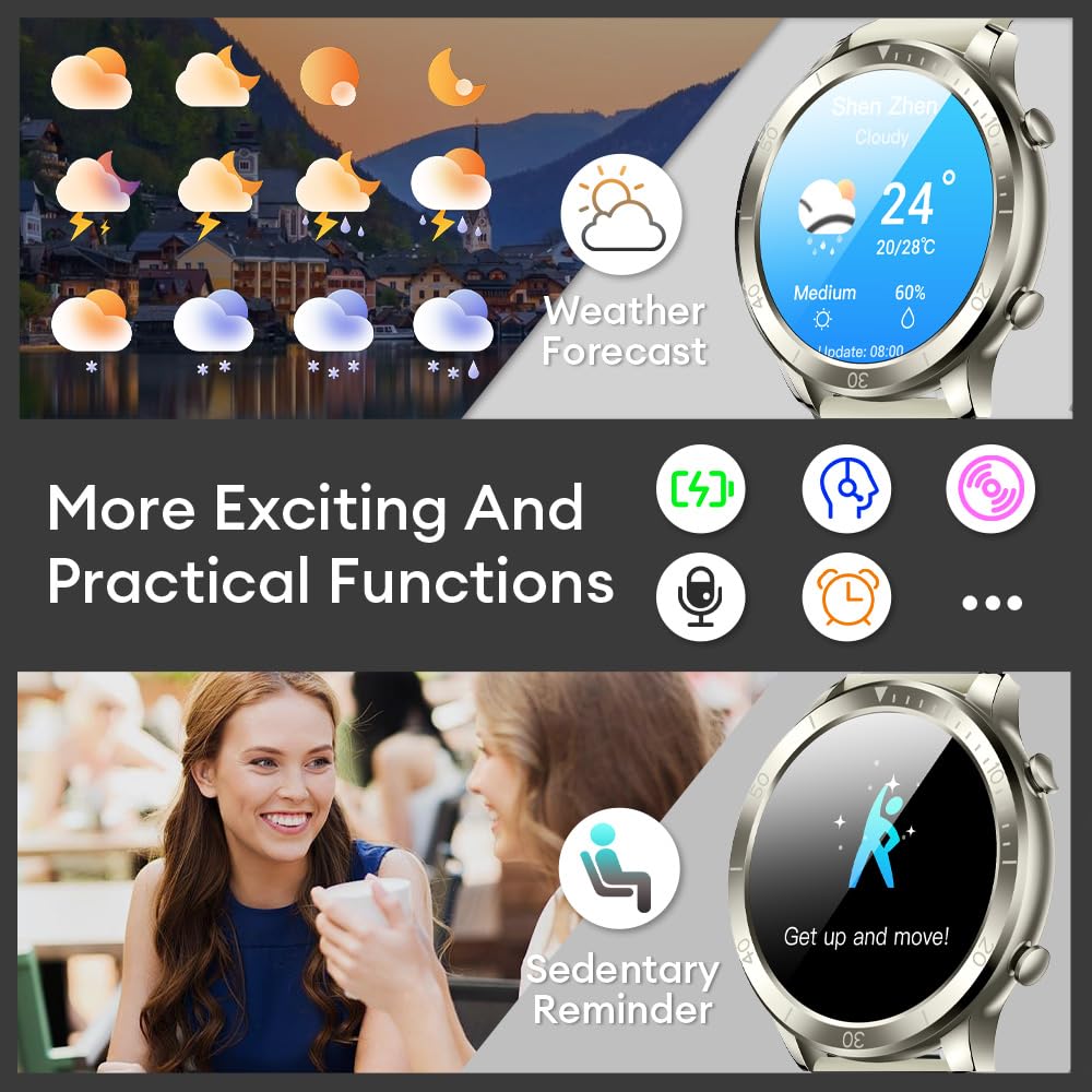 AOLON GTR Ultra Smart Watch (Answer/Make Calls), 1.46’’ IPS Smart Watches for Men Women 100+ Sport Modes Fitness Watch with Blood Oxygen/Sleep/Heart Rate Monitor, IP67 Waterproof Smartwatch SaumyasStore