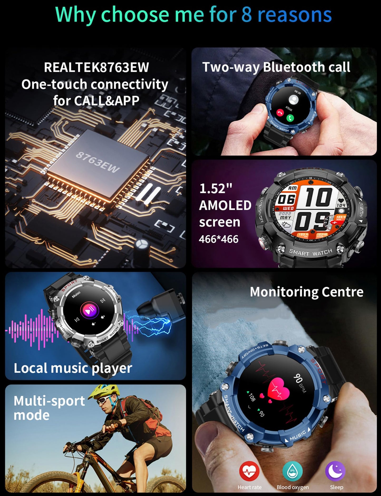 ATEVIX Smart Watch with Earbuds, 1.52" HD Screen Smartwatch for Men, Rugged Military Bluetooth Call Fitness Tracker,3 in 1 Bluetooth Watch with Local Music,Sleep Monitor,Heart Rate SaumyasStore