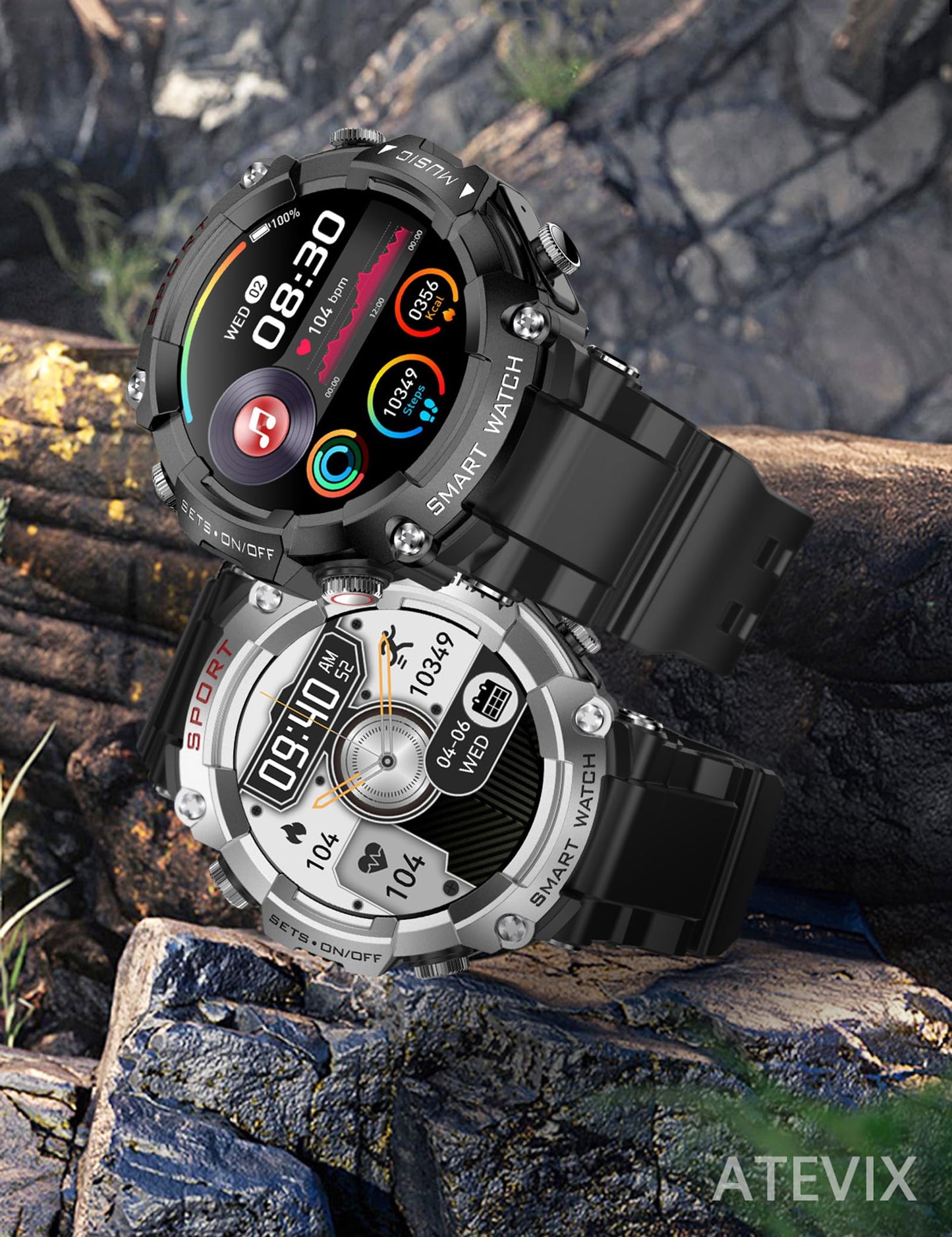 ATEVIX Smart Watch with Earbuds, 1.52" HD Screen Smartwatch for Men, Rugged Military Bluetooth Call Fitness Tracker,3 in 1 Bluetooth Watch with Local Music,Sleep Monitor,Heart Rate SaumyasStore