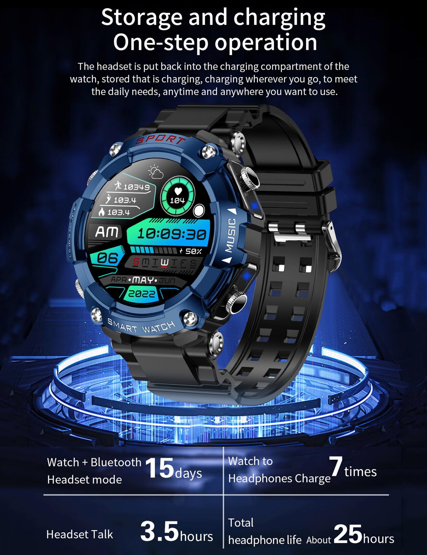 ATEVIX Smart Watch with Earbuds, 1.52" HD Screen Smartwatch for Men, Rugged Military Bluetooth Call Fitness Tracker,3 in 1 Bluetooth Watch with Local Music,Sleep Monitor,Heart Rate SaumyasStore