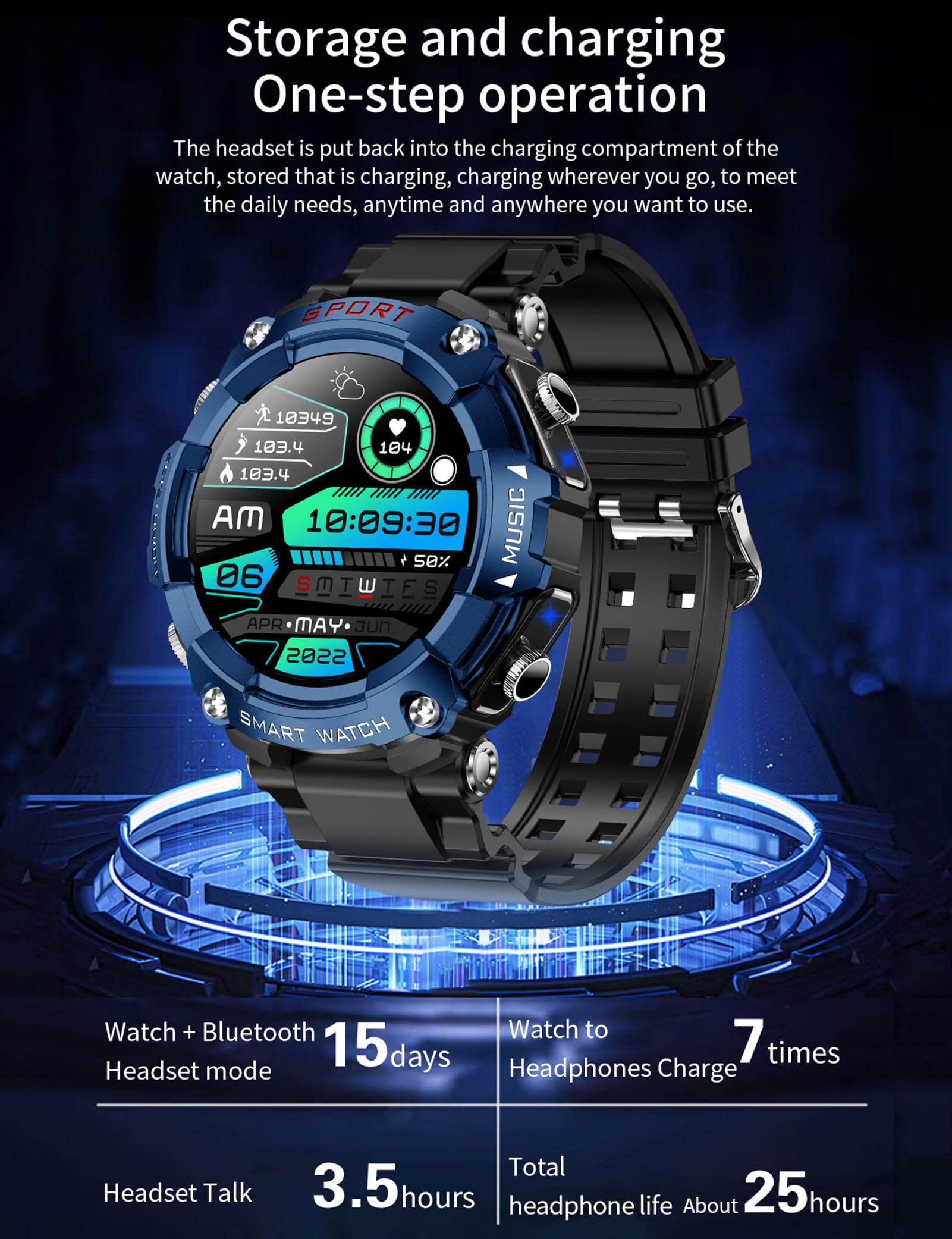 ATEVIX Smart Watch with Earbuds, 1.52" HD Screen Smartwatch for Men, Rugged Military Bluetooth Call Fitness Tracker,3 in 1 Bluetooth Watch with Local Music,Sleep Monitor,Heart Rate SaumyasStore