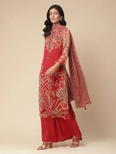 Aarke Ritu Kumar Orange Floral Print Kurta With Pant And Dupatta SaumyasStore