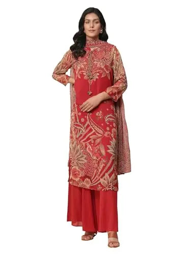 Aarke Ritu Kumar Orange Floral Print Kurta With Pant And Dupatta SaumyasStore
