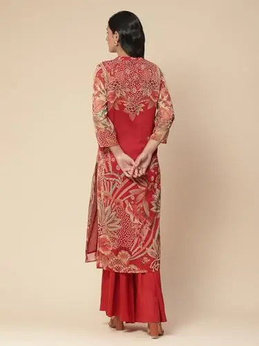 Aarke Ritu Kumar Orange Floral Print Kurta With Pant And Dupatta SaumyasStore