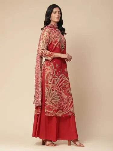 Aarke Ritu Kumar Orange Floral Print Kurta With Pant And Dupatta SaumyasStore