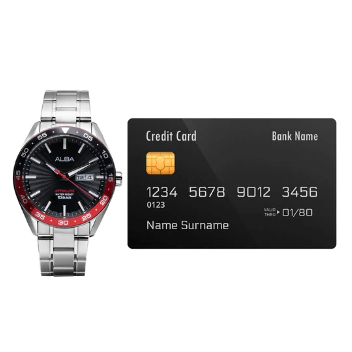 Alba Black Patterned Dial Automatic Watch-A3B001X1 SaumyasStore