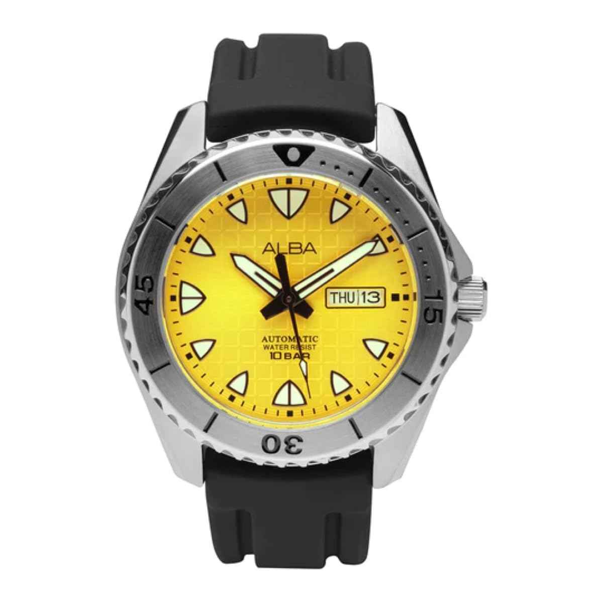 Alba Yellow Patterned Dial Rotating Bezel-AL4587X1 SaumyasStore