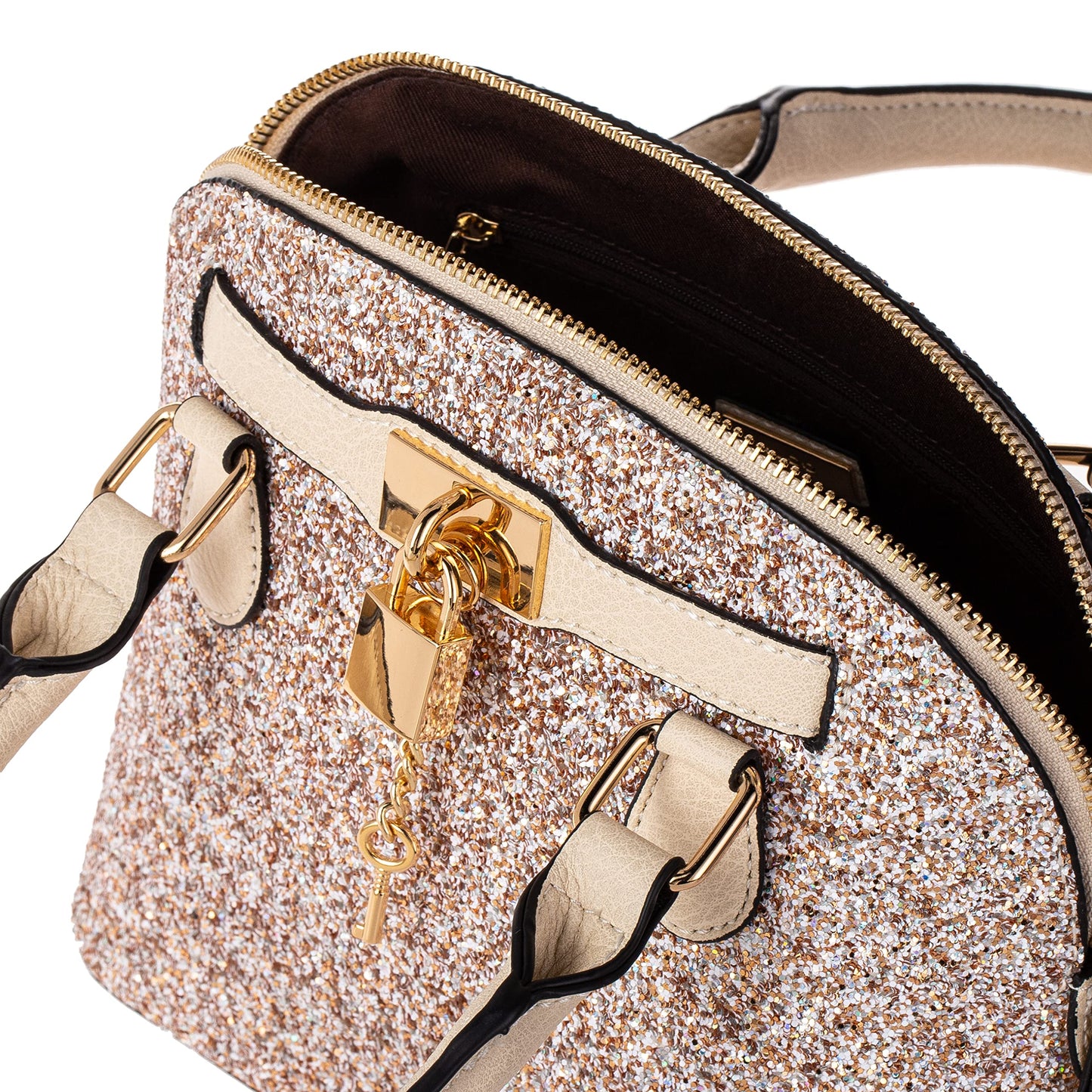 Aldo Women's Top Handle Satchel Handbag Barland, Champagne - SaumyasStore