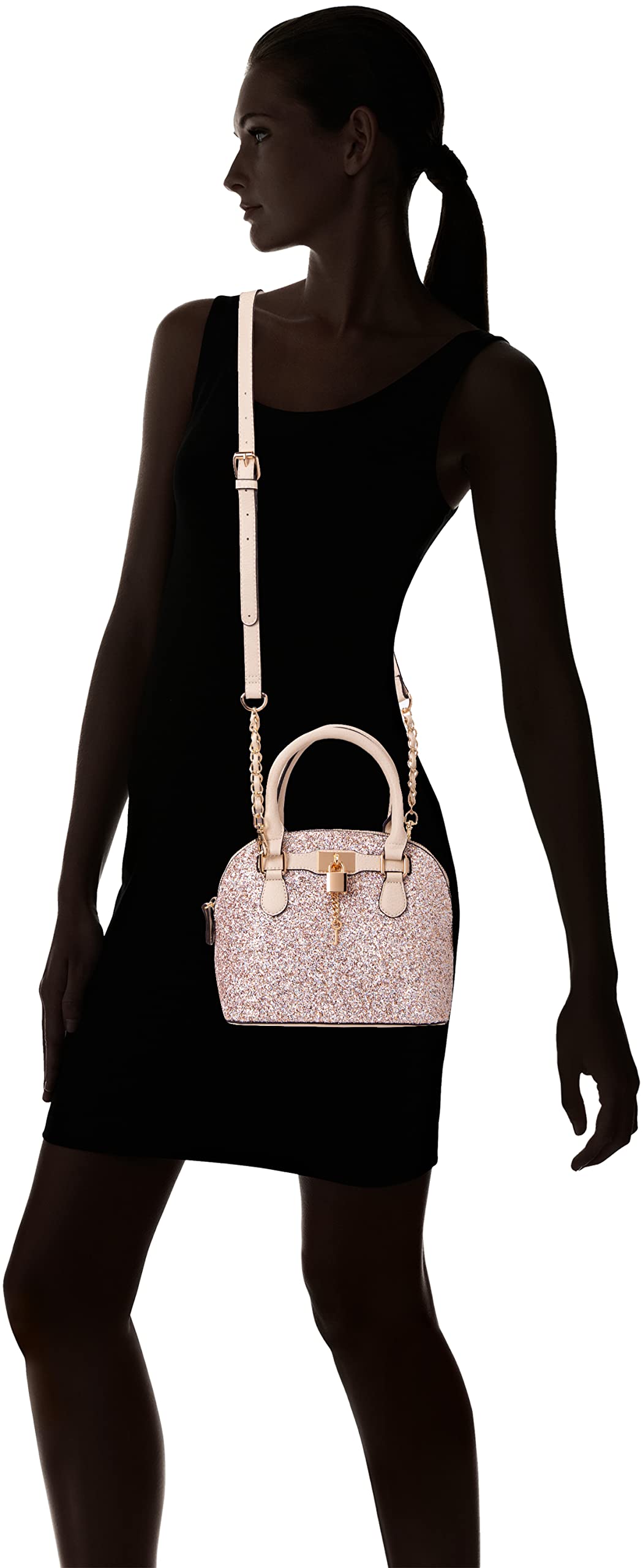 Aldo Women's Top Handle Satchel Handbag Barland, Champagne - SaumyasStore