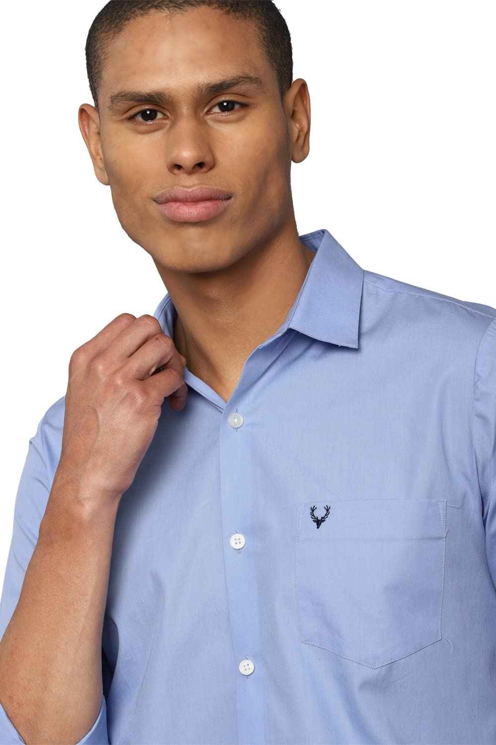 Allen Solly Men's Solid Superslim Shirt (ASSFQMOB087035_Medium Blue 42) SaumyasStore