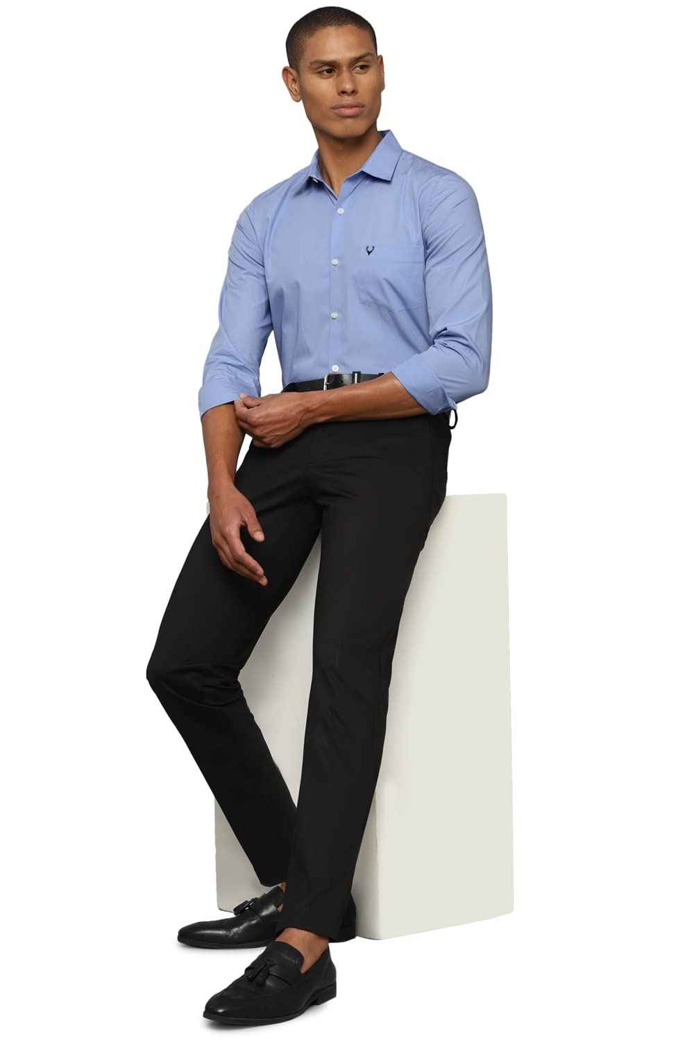 Allen Solly Men's Solid Superslim Shirt (ASSFQMOB087035_Medium Blue 42) SaumyasStore