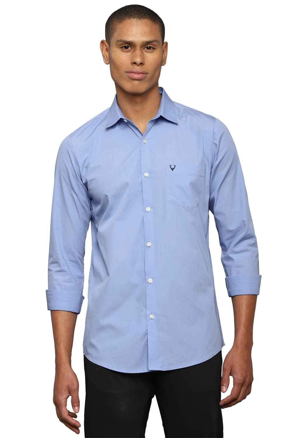 Allen Solly Men's Solid Superslim Shirt (ASSFQMOB087035_Medium Blue 42) SaumyasStore