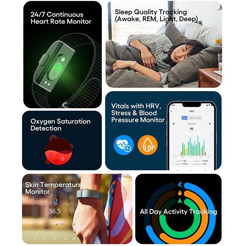 Anvique Smart Fitness Tracker, Health Monitoring Wristband, Multi-Sport Mode, Sleep Tracking, No Subscription (Black) SaumyasStore