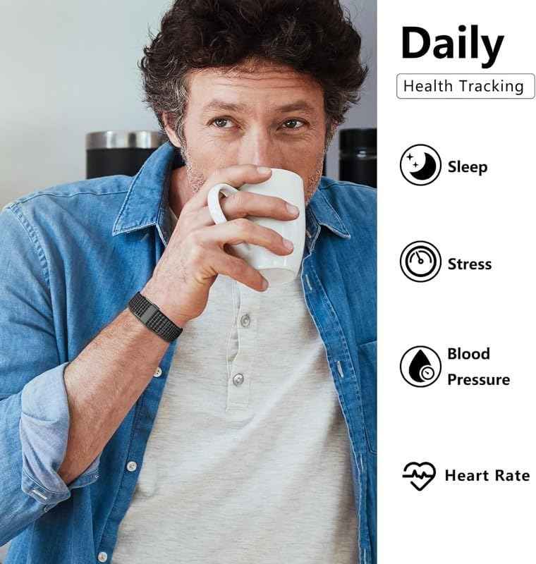 Anvique Smart Fitness Tracker, Health Monitoring Wristband, Multi-Sport Mode, Sleep Tracking, No Subscription (Black) SaumyasStore