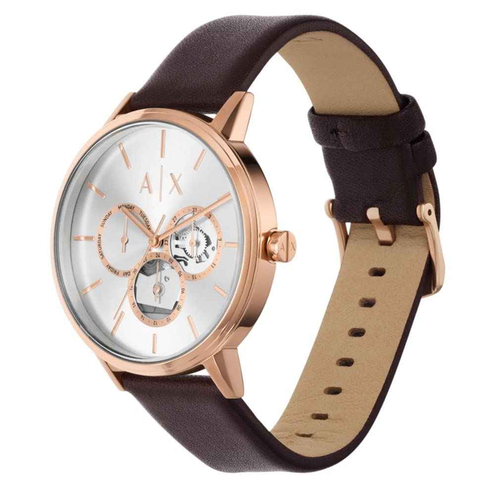 Armani Exchange Analog Silver Dial Men's Watch-AX2756 Genuine Leather, Brown Strap SaumyasStore