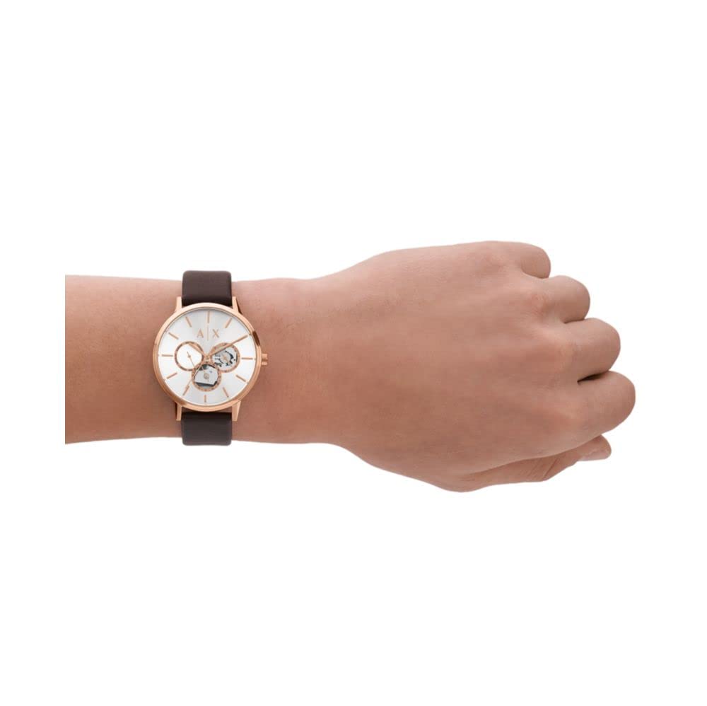 Armani Exchange Analog Silver Dial Men's Watch-AX2756 Genuine Leather, Brown Strap SaumyasStore