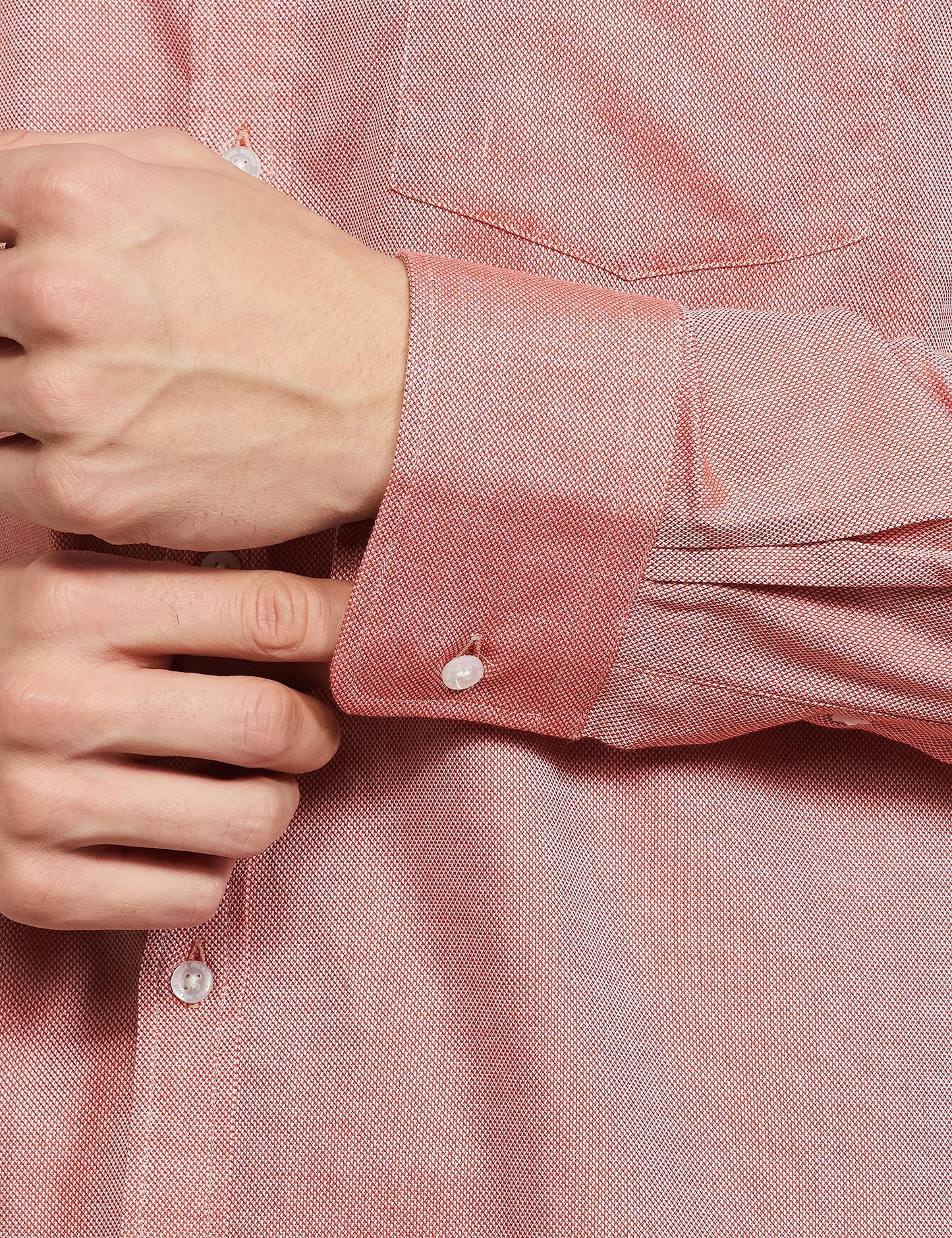 Park Avenue Men's Cotton Structure Slim Fit Shirt (Pmsx17126-E4_Medium Orange