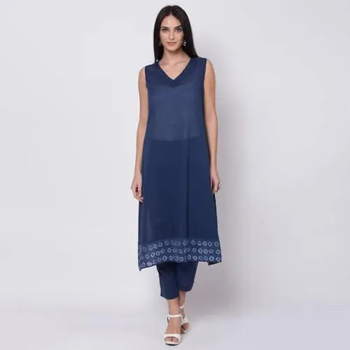 BIBA WOMEN PRINTED NARROW SALWAR KURTA DUPATTA(SKDASSORTED6519E_BLUE_40) SaumyasStore