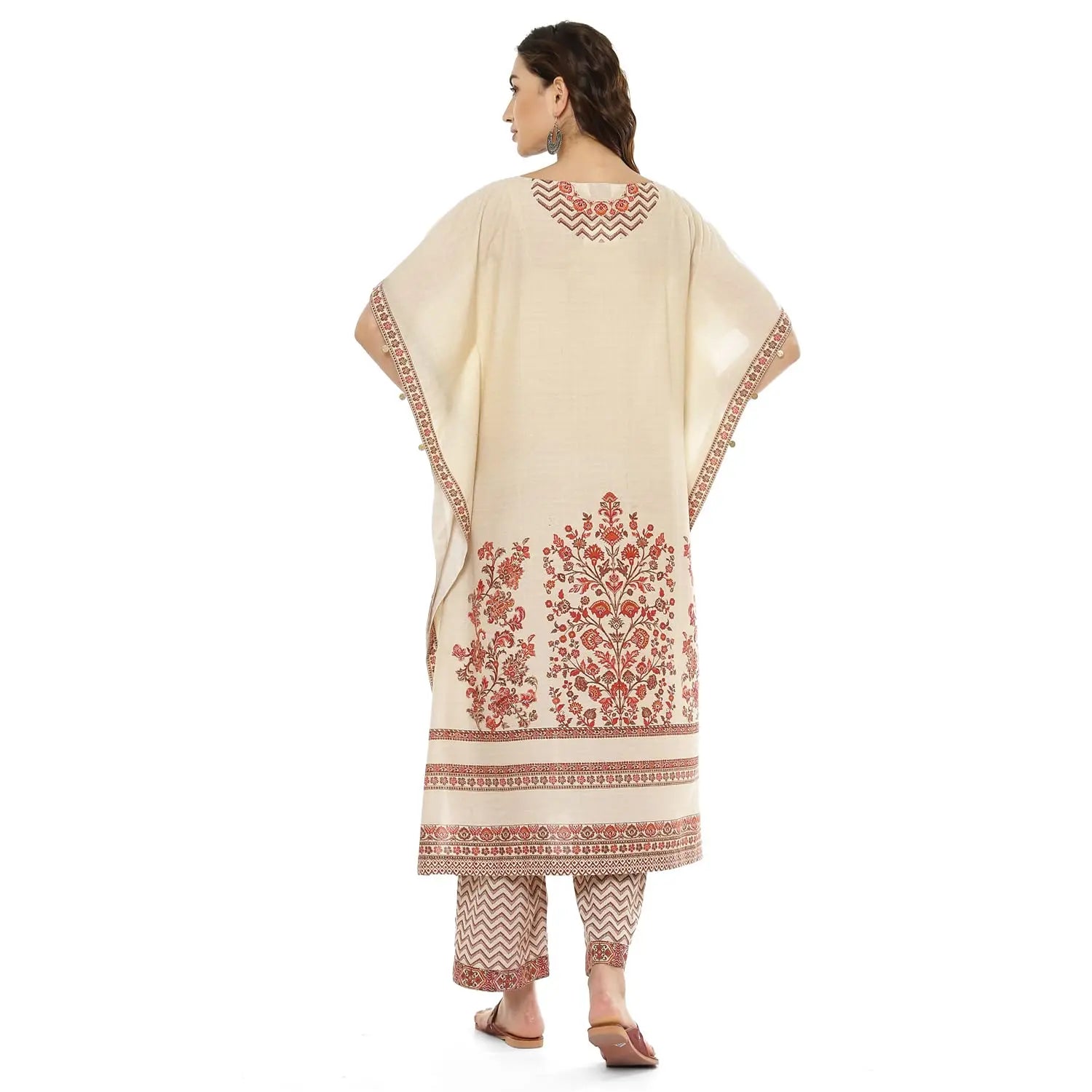 BIBA WOMEN PRINTED STRAIGHT SALWAR KURTA DUPATTA(SKDKAFTAN K7976_BEIGE_38) SaumyasStore