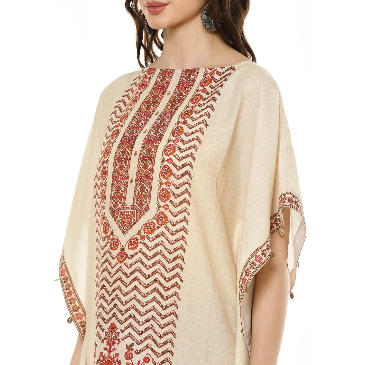 BIBA WOMEN PRINTED STRAIGHT SALWAR KURTA DUPATTA(SKDKAFTAN K7976_BEIGE_38) SaumyasStore