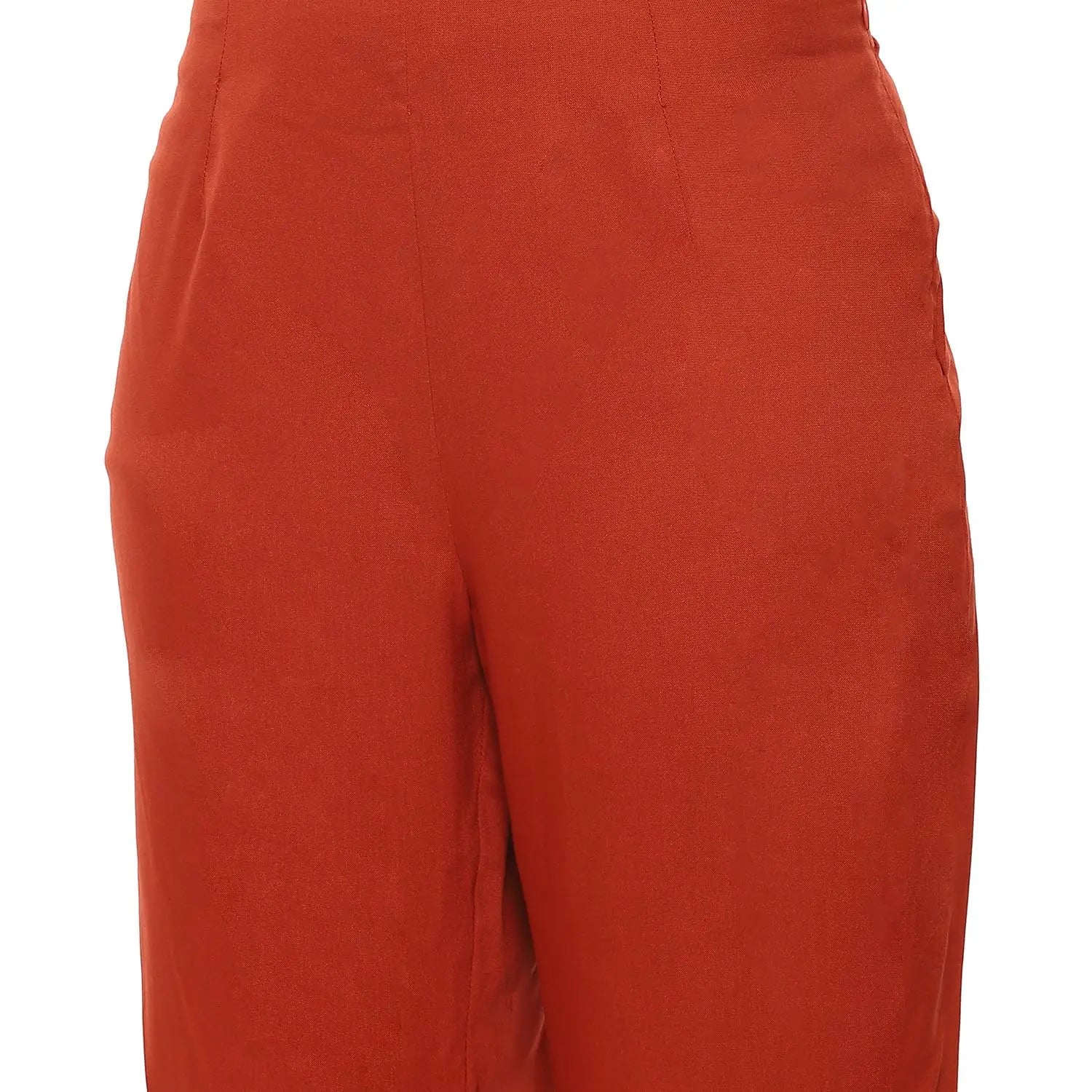 BIBA WOMEN YARNDYED ASYMMETRIC SALWAR KURTA DUPATTA(SKDKALAMKAR9002_BURNT ORANGE_42) SaumyasStore