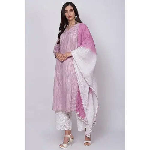 BIBA Women Cotton A Line Printed Suit Set (SKDASSORTED6431ESS22PNK_Pink SaumyasStore