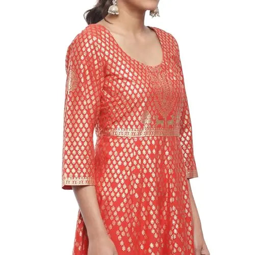 BIBA Women's Cotton Kurta Sets (SKD8791OAW24RED_Red SaumyasStore