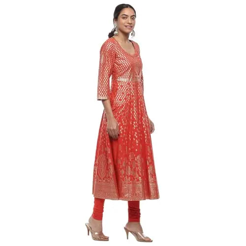 BIBA Women's Cotton Kurta Sets (SKD8791OAW24RED_Red SaumyasStore