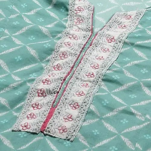 BIBA Women's Cotton Kurta Sets (SKDPHULKARI8486SS23TURQ_Turquoise SaumyasStore
