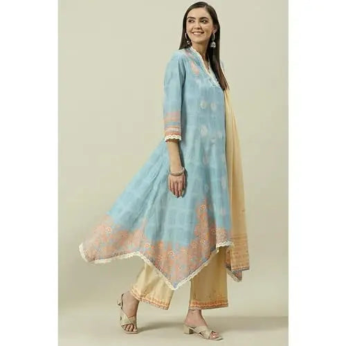 BIBA Women's Cotton Suit Set (SKD7882EAW21PALEBLU_Pale Blue SaumyasStore