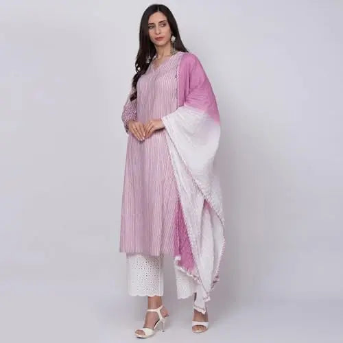 BIBA Women's Cotton Suit Set (SKDASSORTED6431ESS22PNK_Pink SaumyasStore