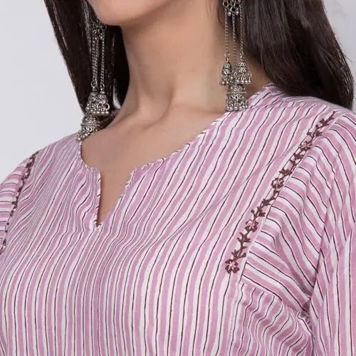 BIBA Women's Cotton Suit Set (SKDASSORTED6431ESS22PNK_Pink SaumyasStore