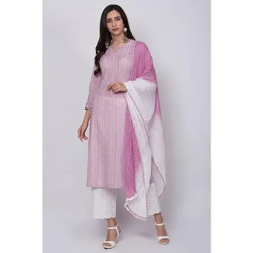 BIBA Women's Cotton Suit Set (SKDASSORTED6431ESS22PNK_Pink SaumyasStore