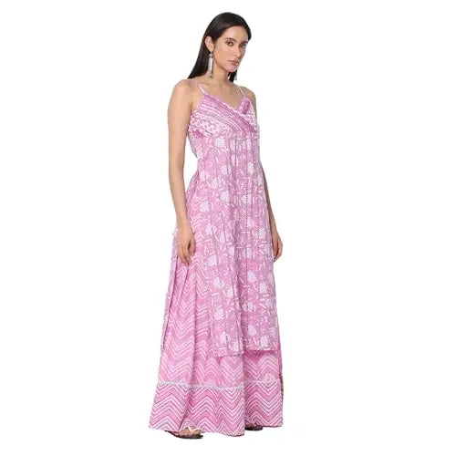 Biba Women's Pure Cotton Kurta Set (SKDJAPUD10736SS25PNK_Pink SaumyasStore