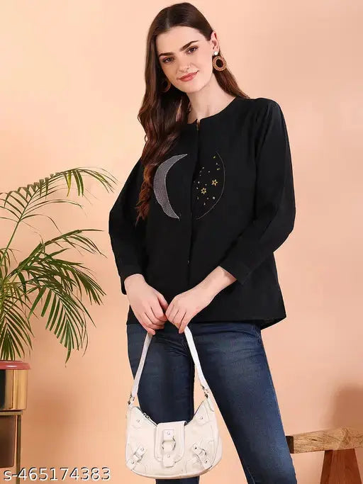 Black Tie-Dye Crepe Loose Fit Shirt SaumyasStore