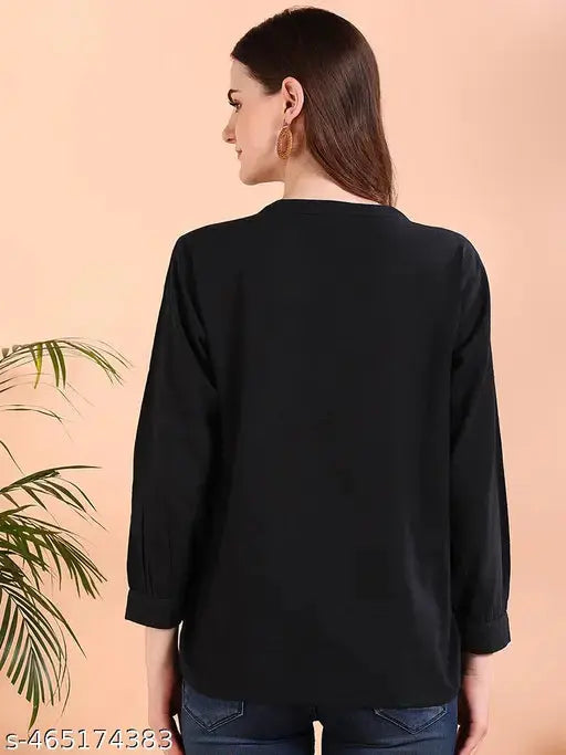 Black Tie-Dye Crepe Loose Fit Shirt SaumyasStore