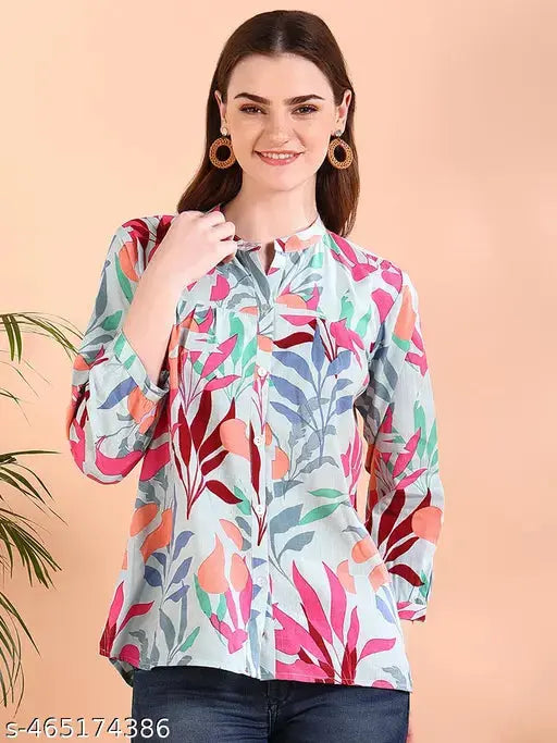 Blue Tie-Dye Crepe Loose Fit Shirt SaumyasStore