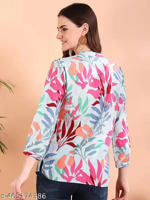 Blue Tie-Dye Crepe Loose Fit Shirt SaumyasStore