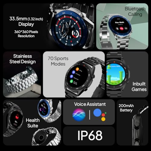 Boltt Fire Spectre Stainless Steel Luxury, 33.5mm (1.32 inch) Display, 360 * 360 Px High Res Smartwatch SaumyasStore