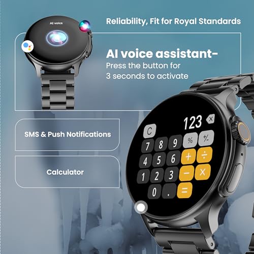 Boult Newly Launched Crown R Pro Smart Watch 1.43''HD AMOLED, Bluetooth Calling, Working Crown, Zinc Alloy Frame, 600 Nits Brightness, AI Voice Assistant, SpO2 Monitoring, 120+ Sports Mode (Jet Black) SaumyasStore