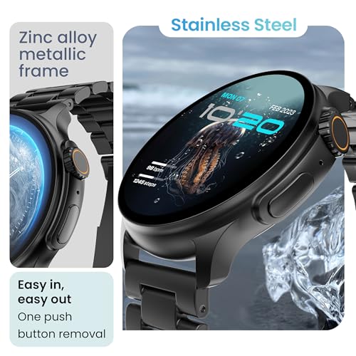 Boult Newly Launched Crown R Pro Smart Watch 1.43''HD AMOLED, Bluetooth Calling, Working Crown, Zinc Alloy Frame, 600 Nits Brightness, AI Voice Assistant, SpO2 Monitoring, 120+ Sports Mode (Jet Black) SaumyasStore
